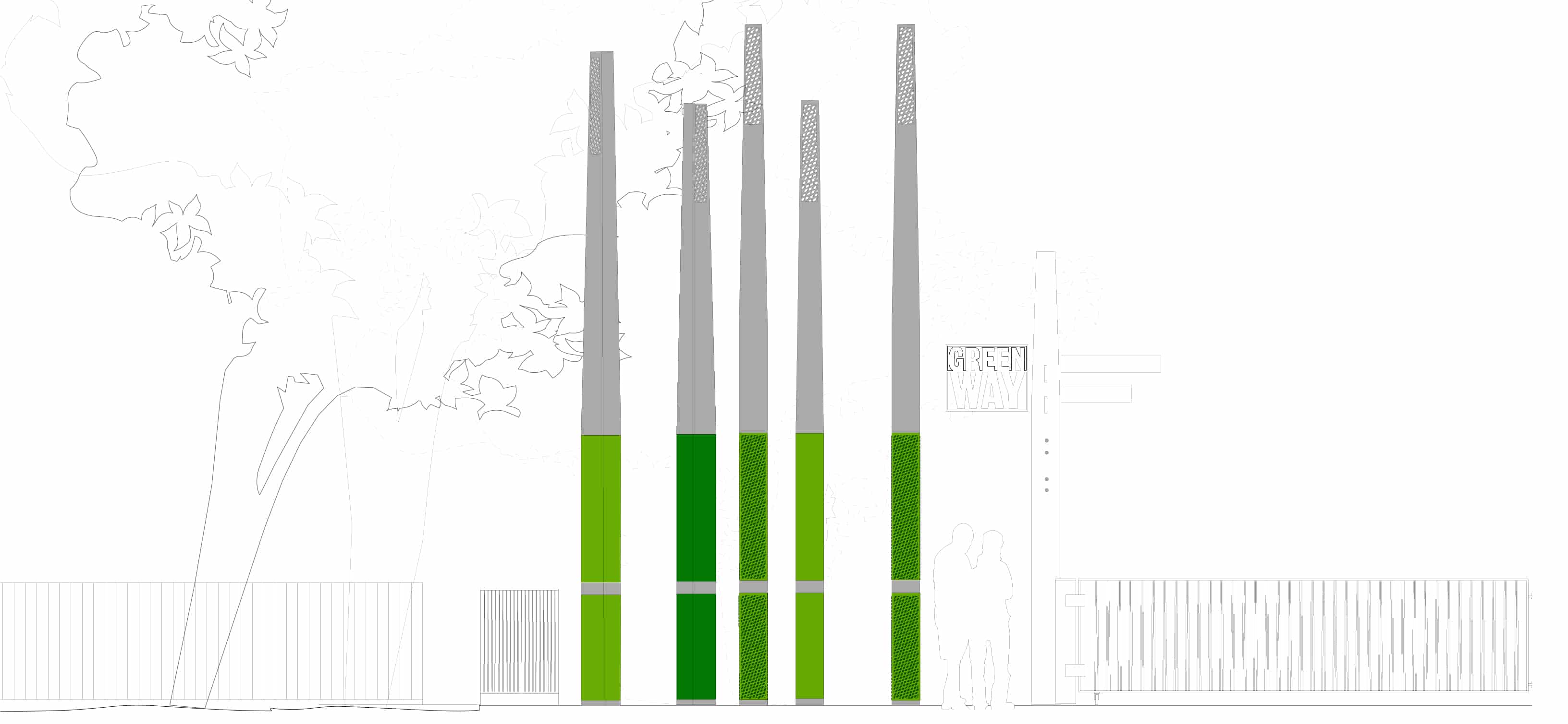 Greenway entrance marker post drawing