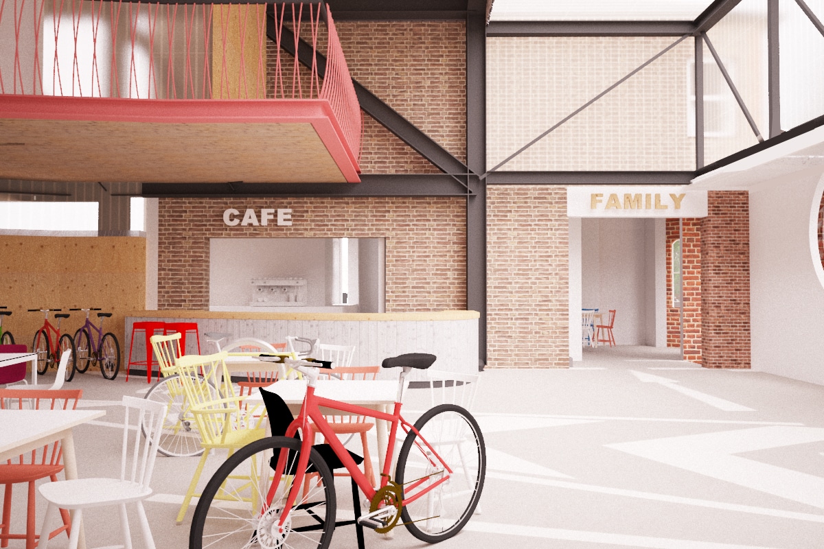 Community cycle hub cafe interior